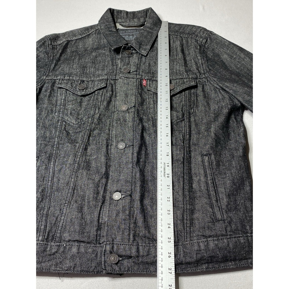 Vintage Y2K Levi's 72334 Black Denim Trucker Jacket Men's Large Red Tab - Picture 5 of 12